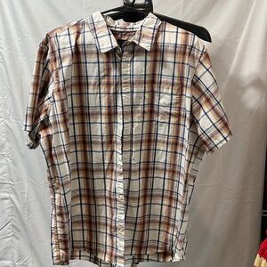 GAP Men's Casual Plaid Shirt - Blue, Orange, White